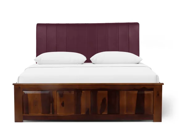 Regal Queen Bed with Burgundy Leatherite